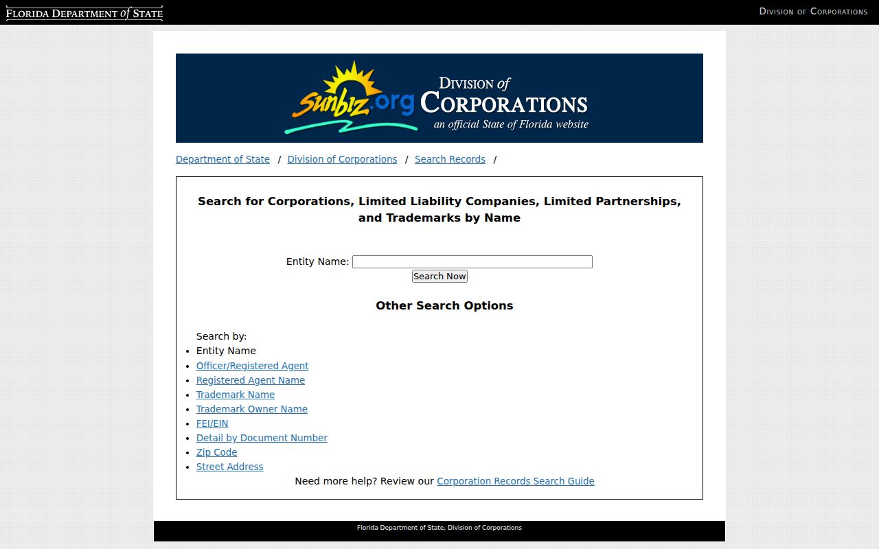 Pinellas Park residents directory Sunbiz business search