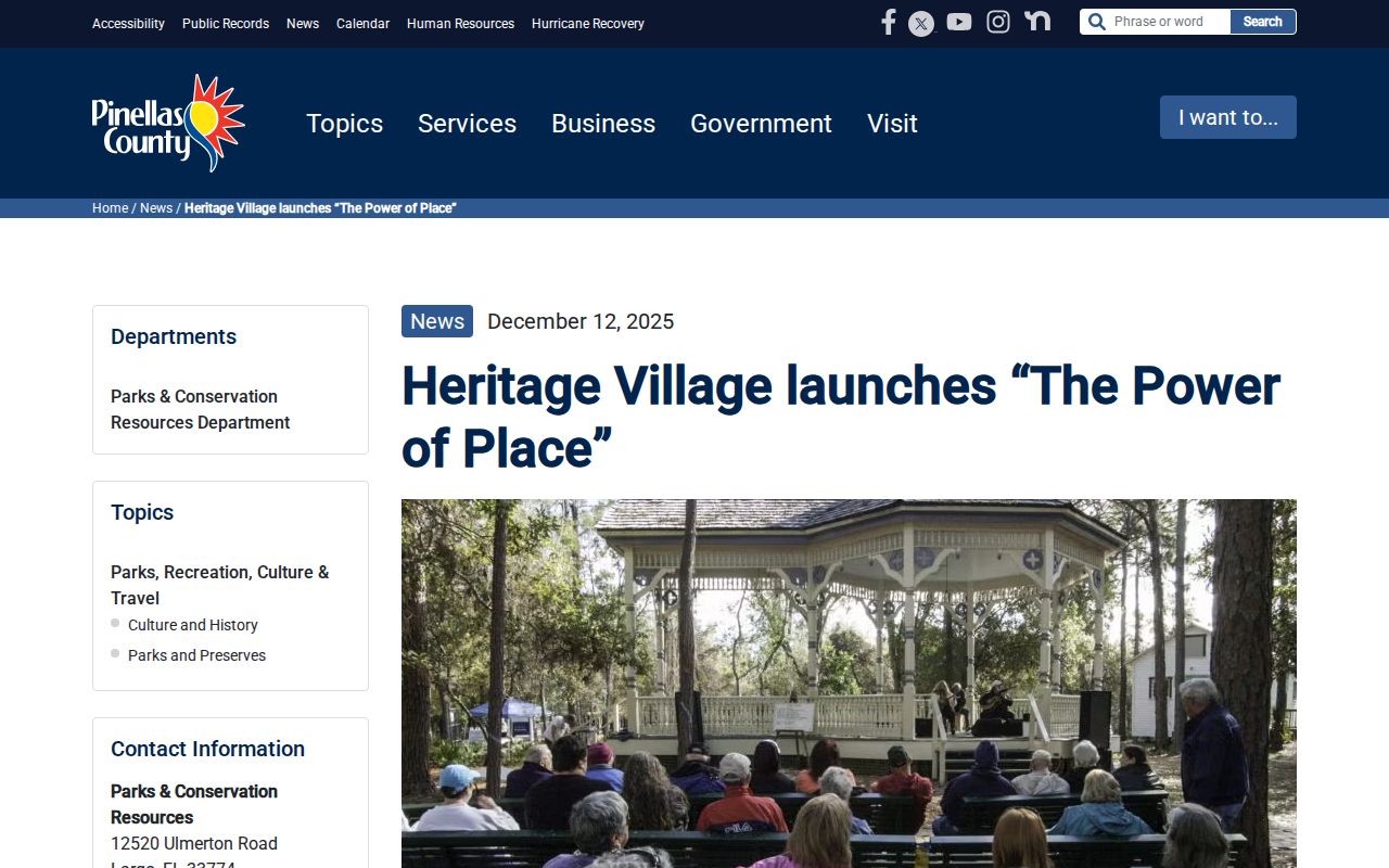 Heritage Village Power of Place oral history project for Pinellas County residents