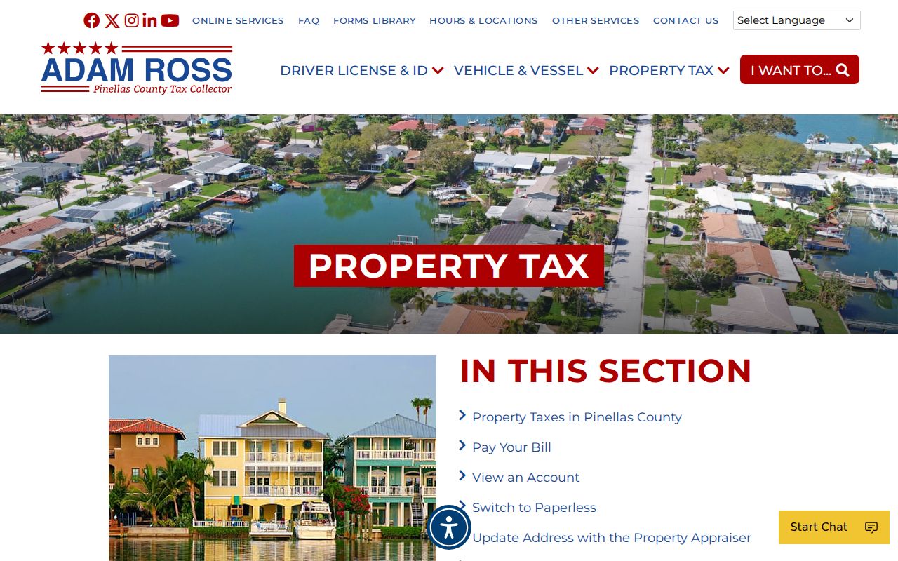 Pinellas Park ZIP code directory property tax lookup